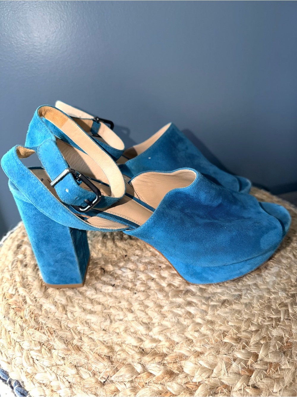 Via Spiga Suede Block Heel Sandals
